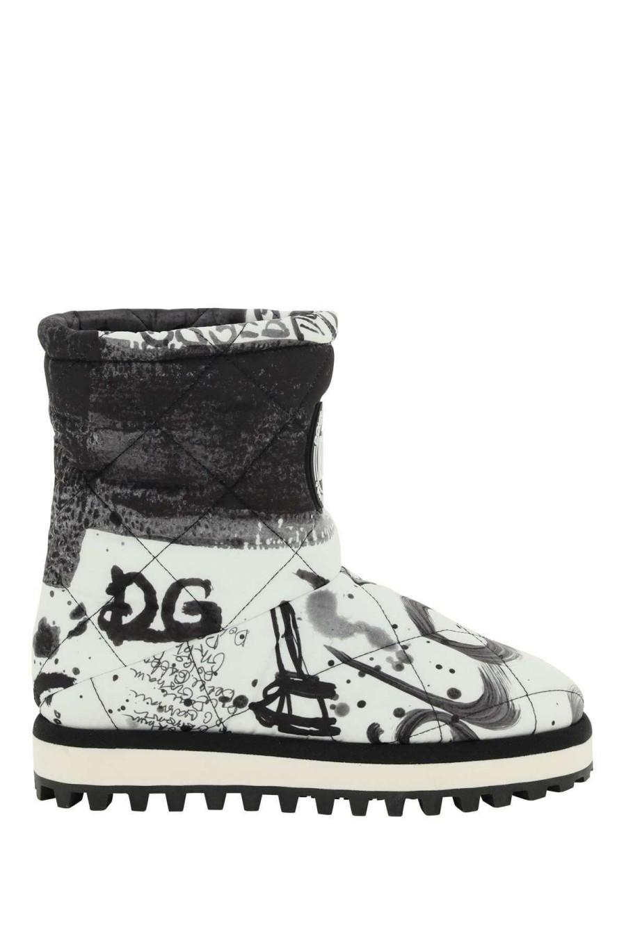 Women * | Printed Nylon Boots Dolce & Gabbana Online Sales White/Black