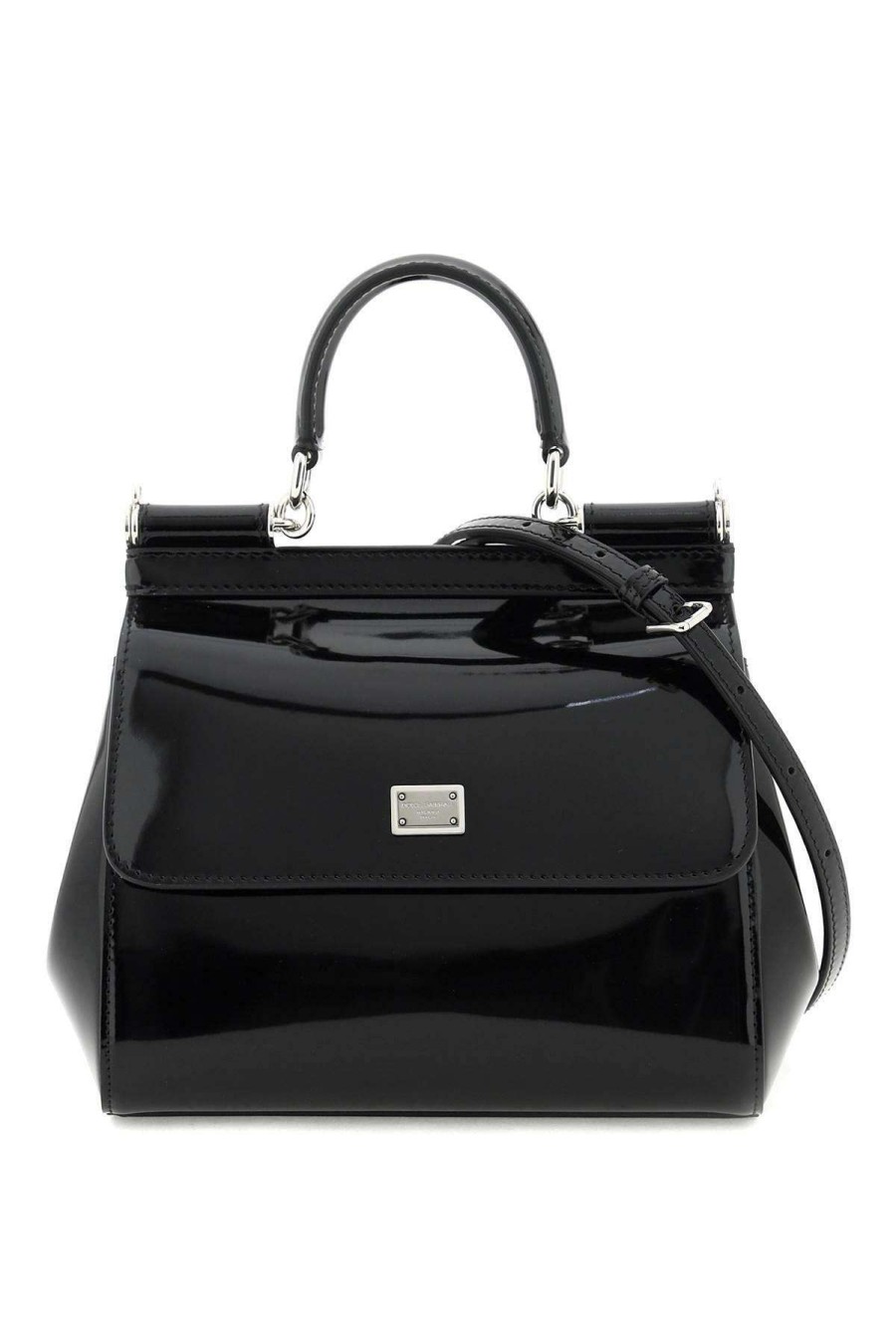 Women * | Patent Leather 'Sicily' Handbag Dolce & Gabbana Online Black