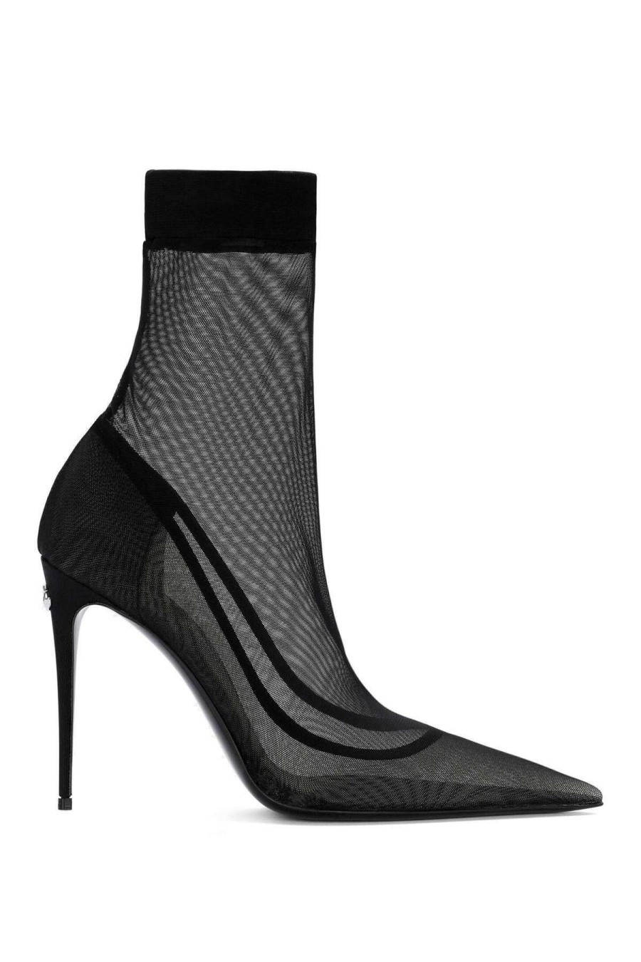 Women * | Stretch Tulle Ankle Boots Dolce & Gabbana 100% Guarantee Black