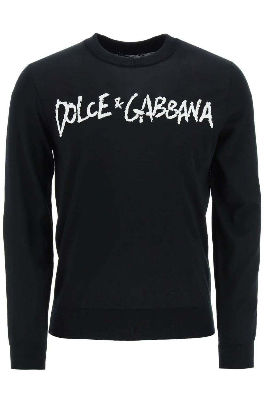 Men * | Logo Embroidered Light Wool Sweater Dolce & Gabbana Attractive Black