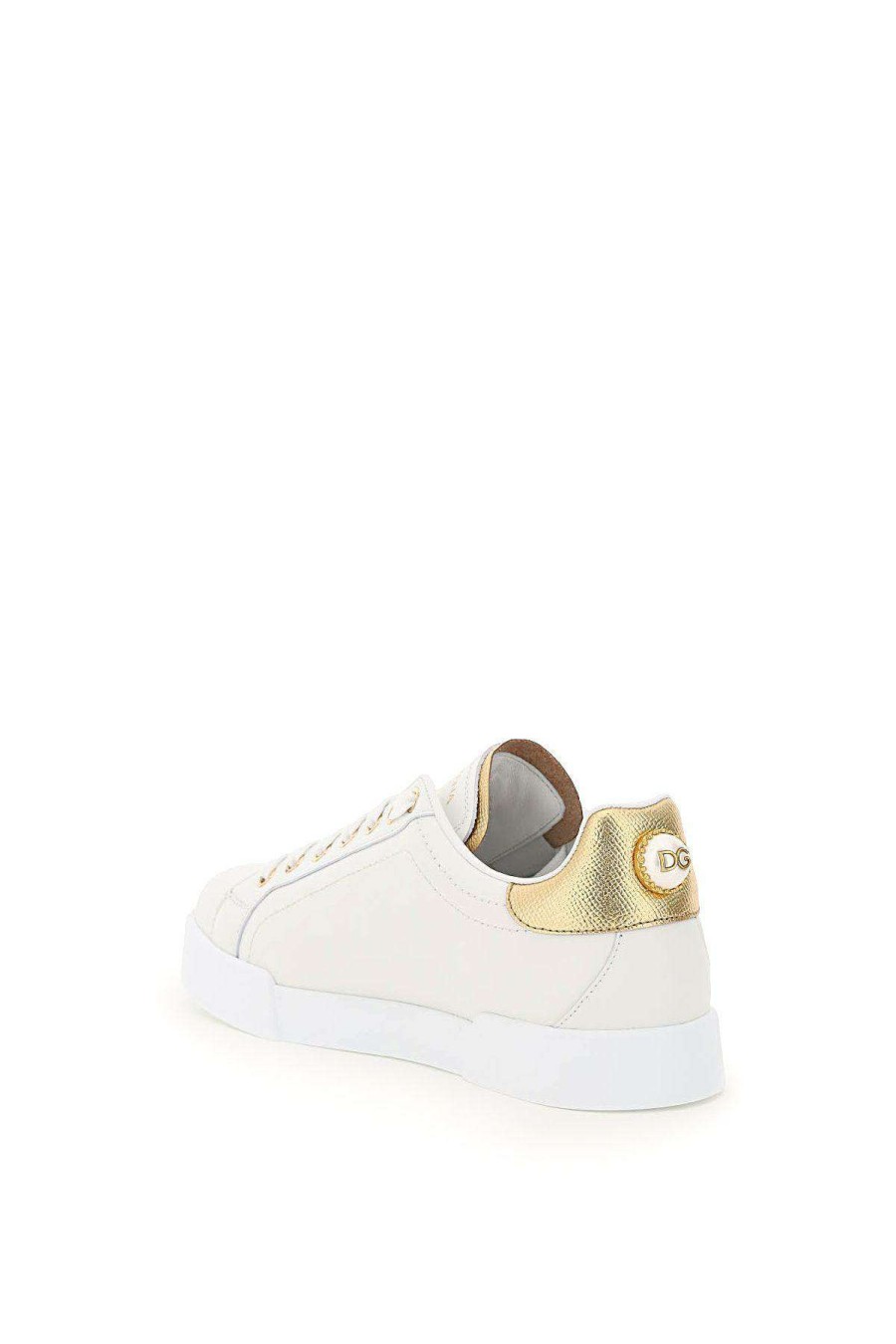 Women * | Portofino Sneakers With Pearl Dolce & Gabbana Outlet White/Gold