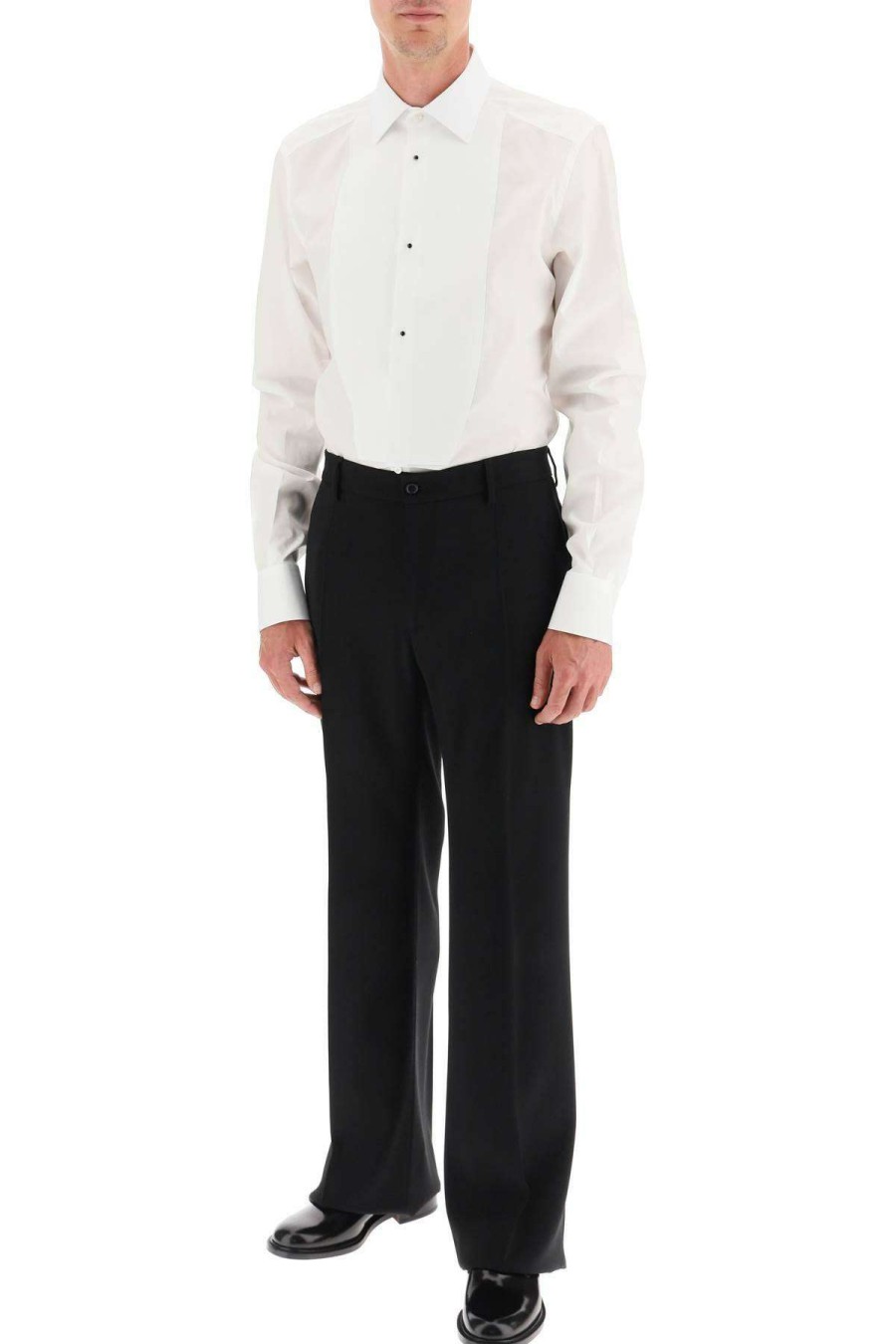 Men * | Cotton Gold-Fit Tuxedo Shirt Dolce & Gabbana Attractive White