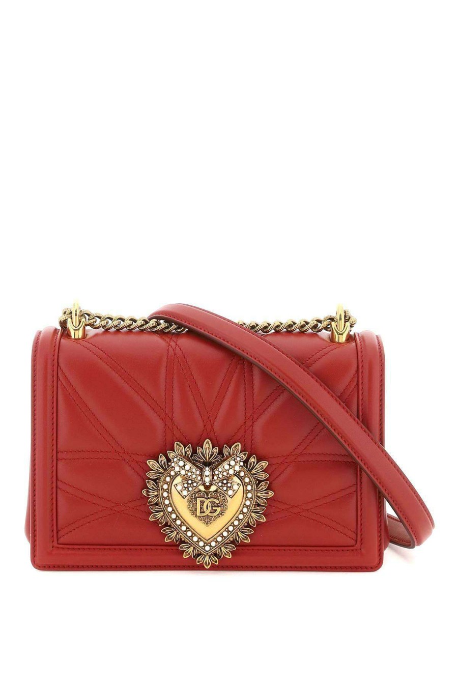 Women * | Medium 'Devotion' Bag In Quilted Nappa Leather Dolce & Gabbana Hot Selling Red