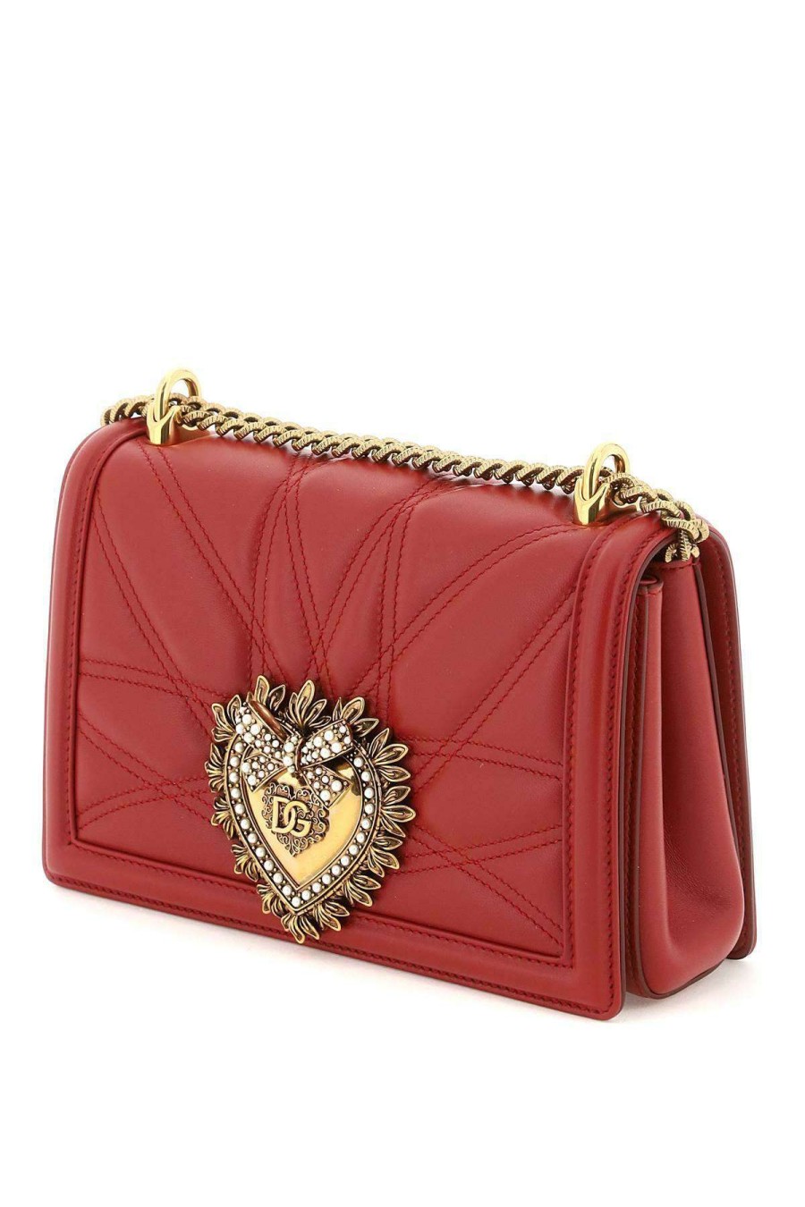 Women * | Medium 'Devotion' Bag In Quilted Nappa Leather Dolce & Gabbana Hot Selling Red