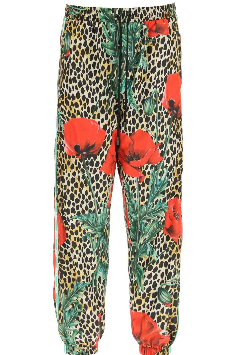 Men * | Animalier Floral-Printed Track Pants Dolce & Gabbana 100% Guarantee Brown/Red/Green