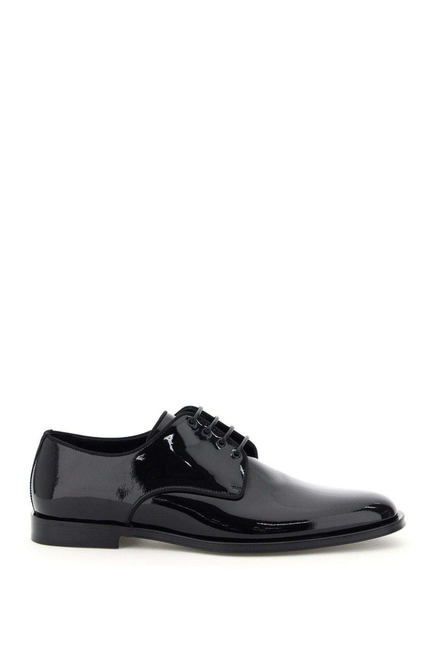 Men * | Raffaello Patent Lace-Ups Dolce & Gabbana Outlet Black