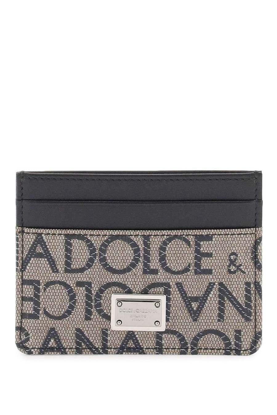 Men * | Jacquard Logo Cardholder Dolce & Gabbana Cheap Online Black/Brown