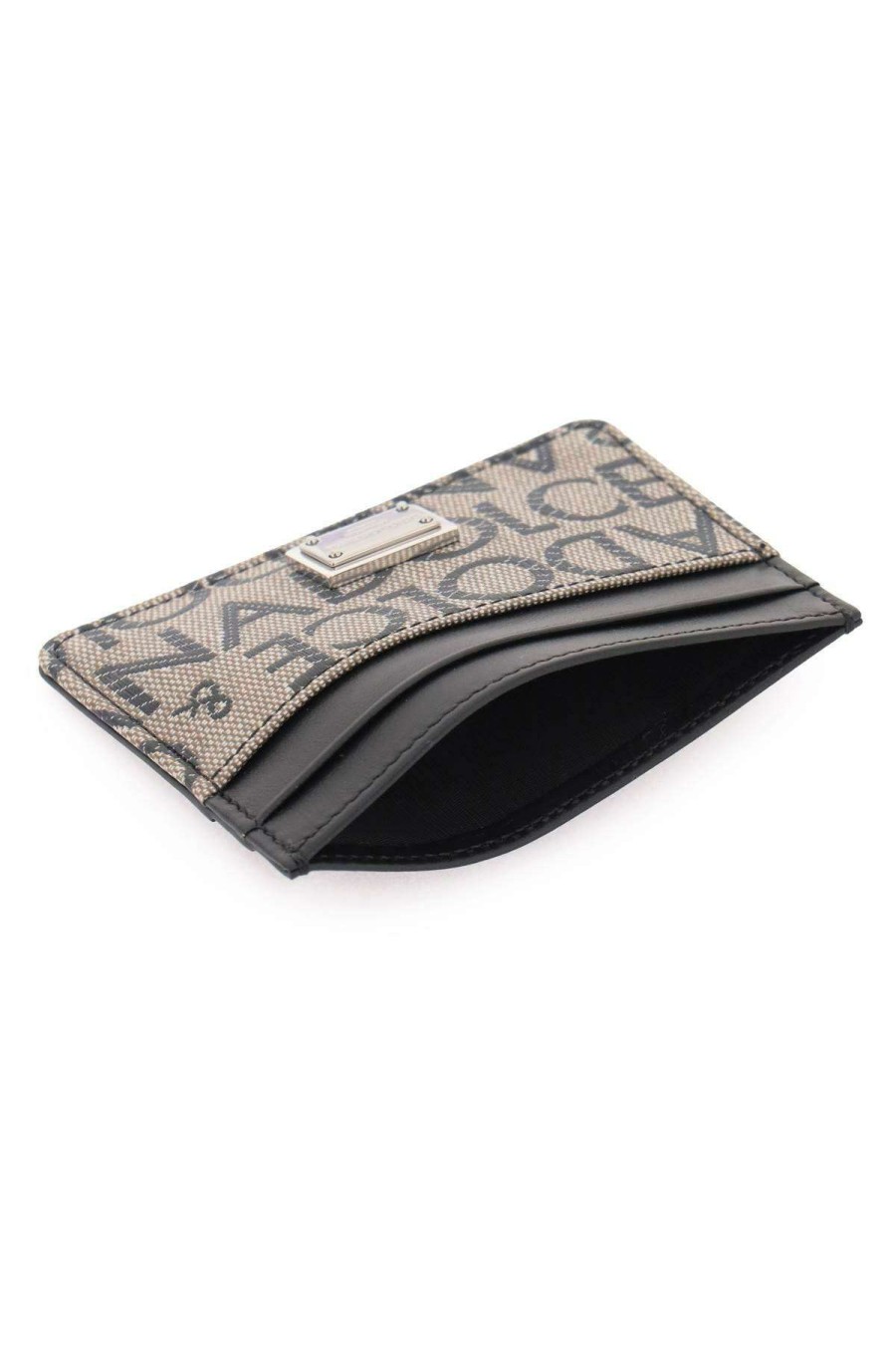 Men * | Jacquard Logo Cardholder Dolce & Gabbana Cheap Online Black/Brown