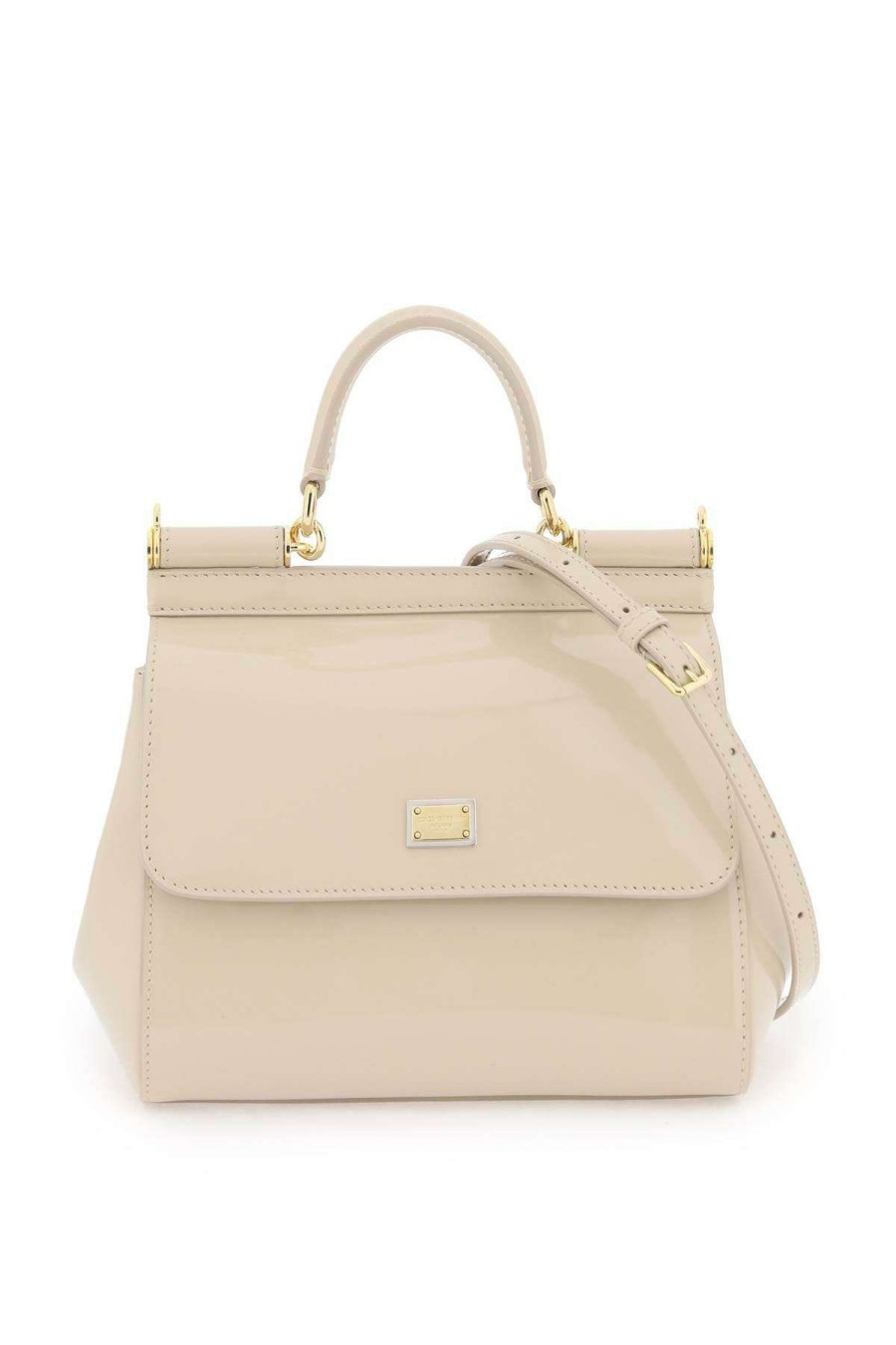 Women * | Patent Leather 'Sicily' Handbag Dolce & Gabbana Latest Beige