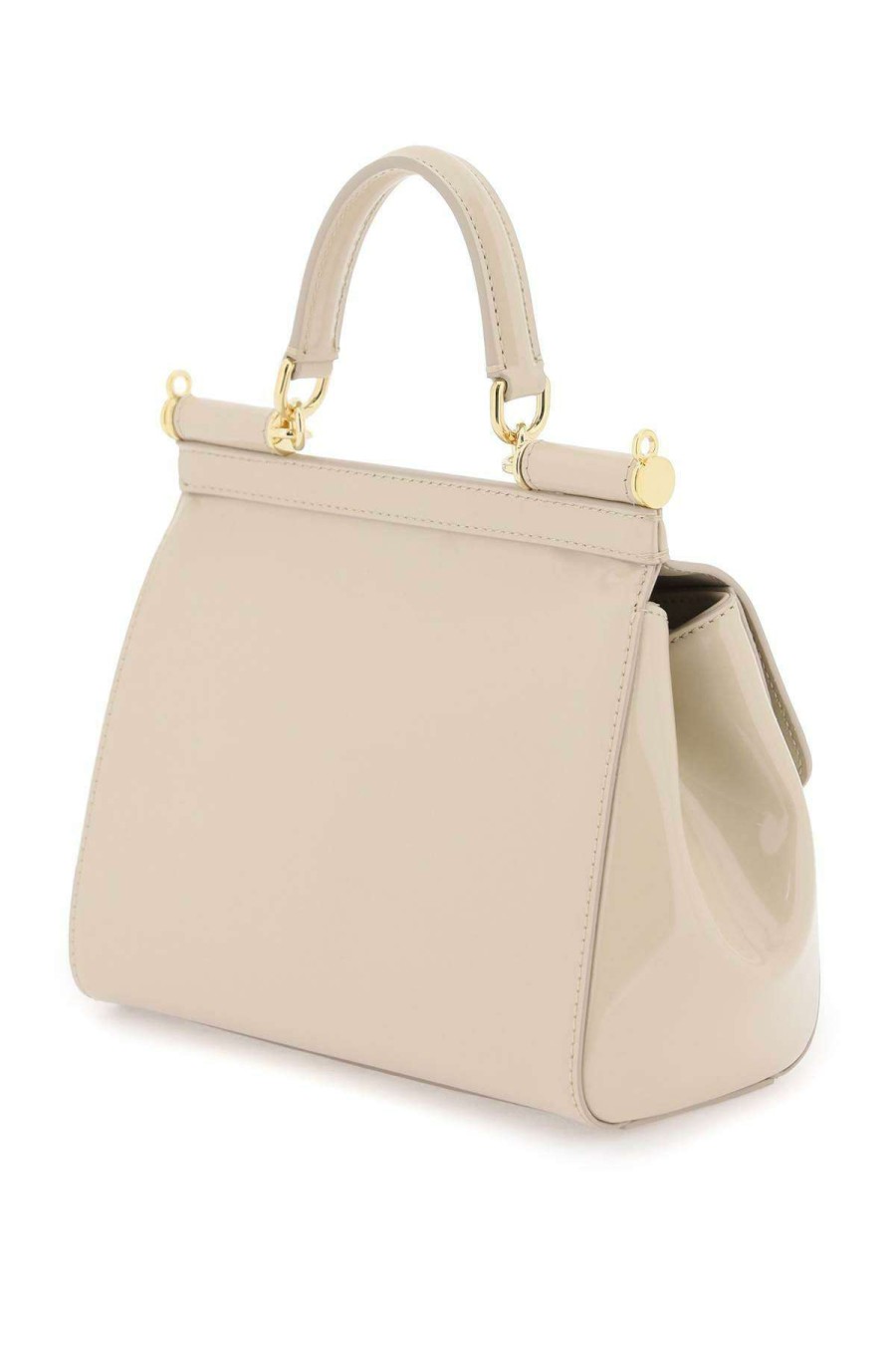 Women * | Patent Leather 'Sicily' Handbag Dolce & Gabbana Latest Beige