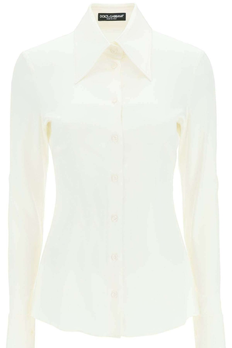 Women * | Shirt In Silk Satin Dolce & Gabbana Large Choice White