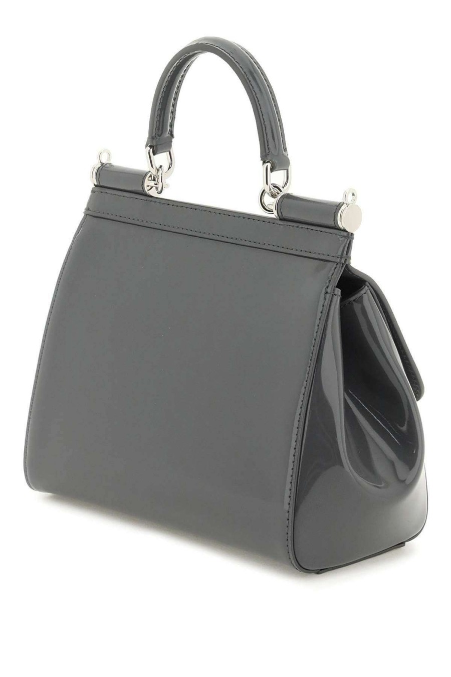 Women * | Patent Leather 'Sicily' Handbag Dolce & Gabbana Top Selling Grey