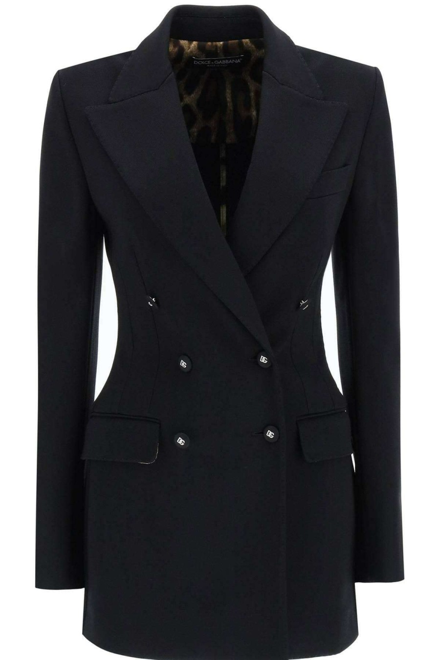 Women * | Double-Breasted Milano Rib Jacket Dolce & Gabbana Store Black