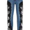 Women * | Slim Fit Jeans With Lace Inserts Dolce & Gabbana Top Selling Blue/Black