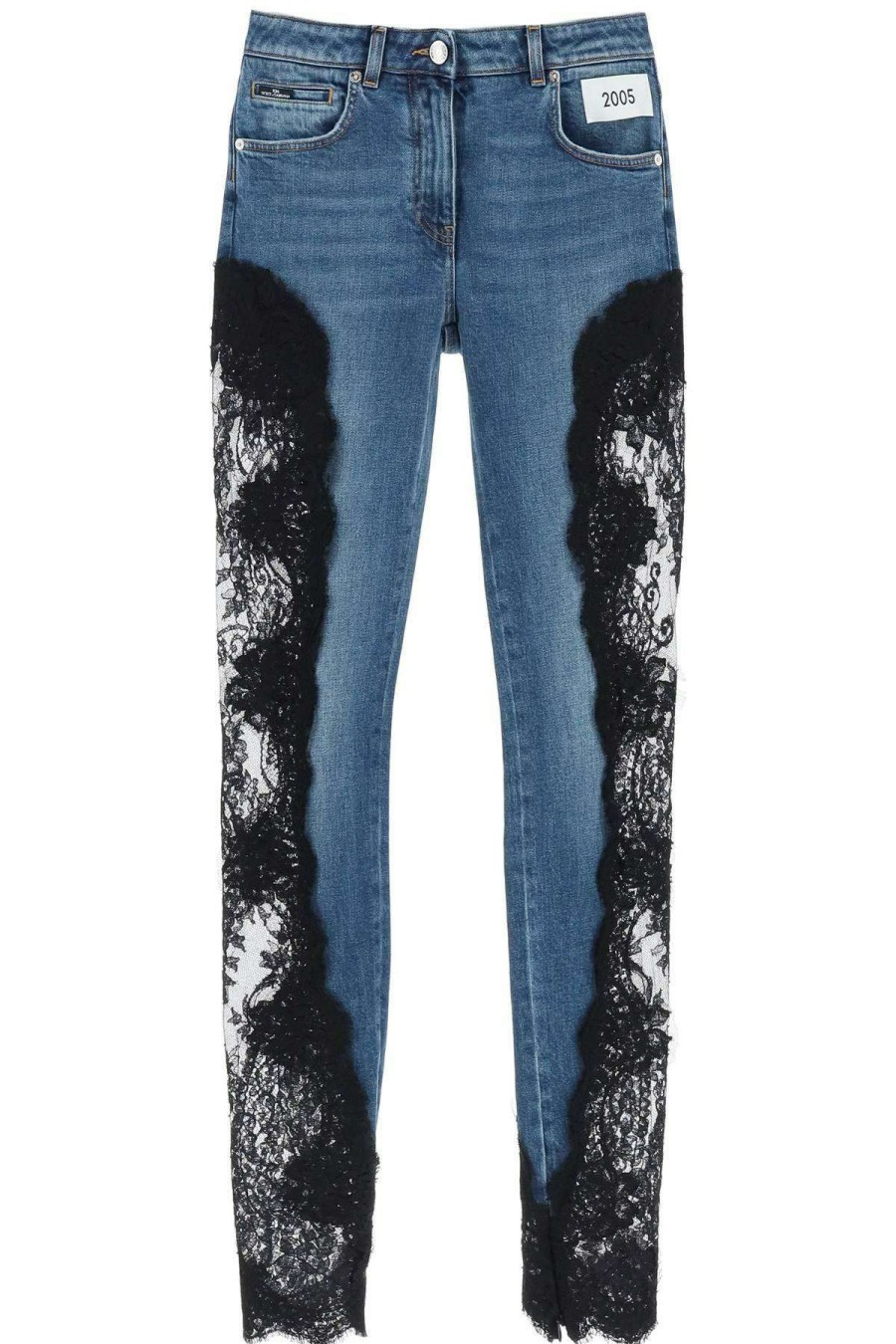 Women * | Slim Fit Jeans With Lace Inserts Dolce & Gabbana Top Selling Blue/Black