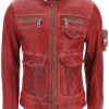 Men * | Multipocket Washed Leather Jacket Dolce & Gabbana Bargain Sale Red