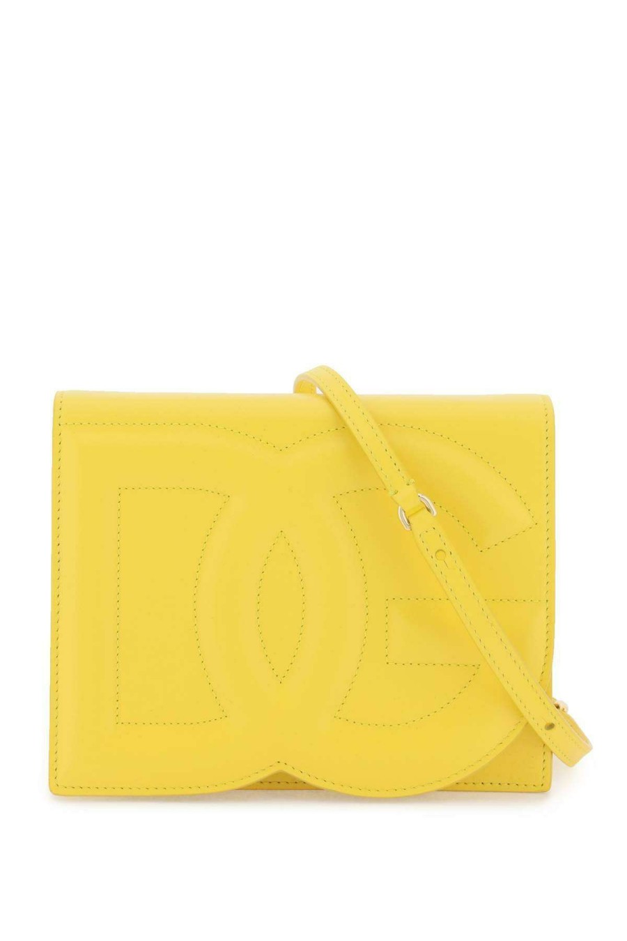 Women * | Leather Crossbody Bag Dolce & Gabbana Bestsellers Yellow