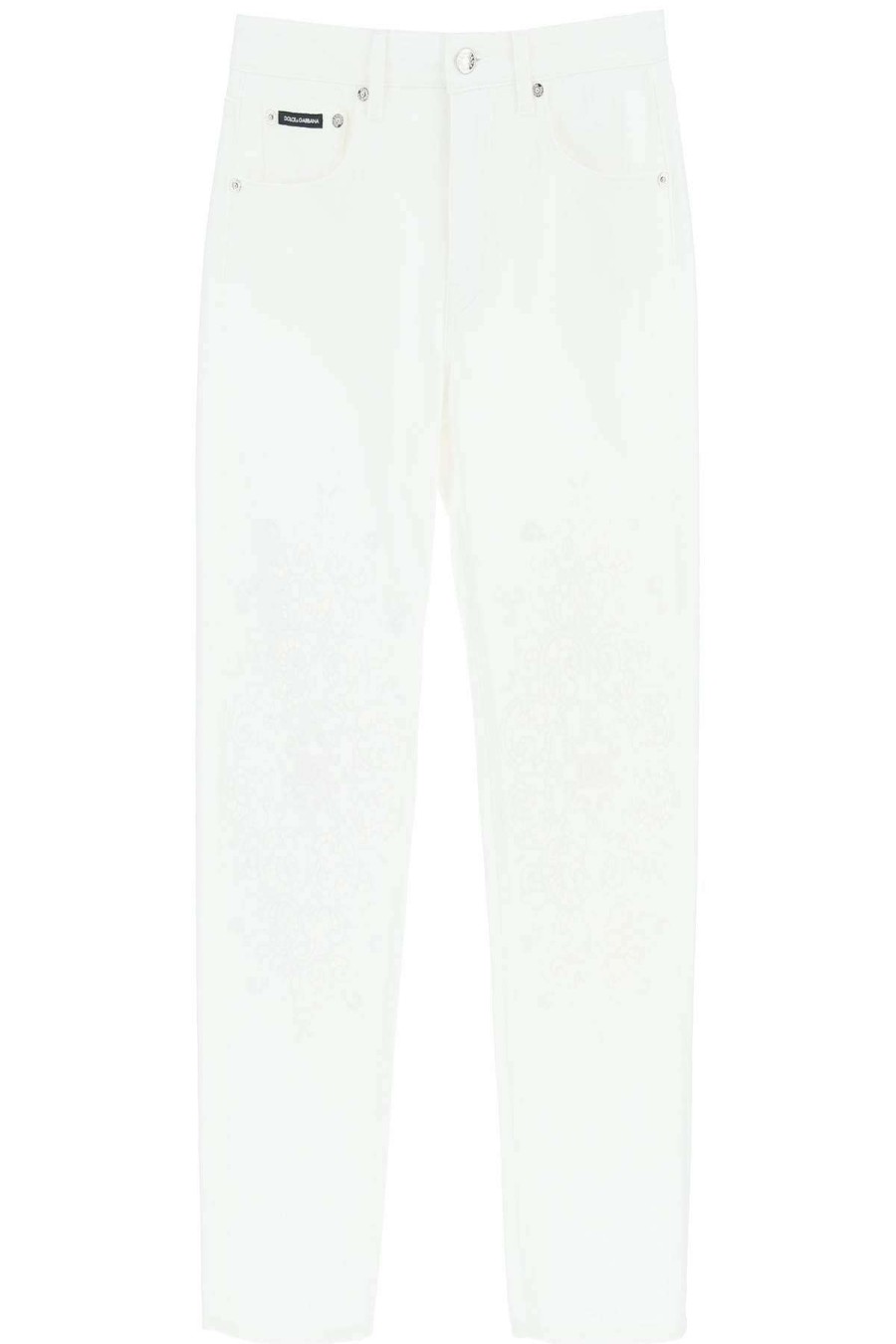 Women * | Jeans With Cut Out Embroidery Dolce & Gabbana Excellent Quality White