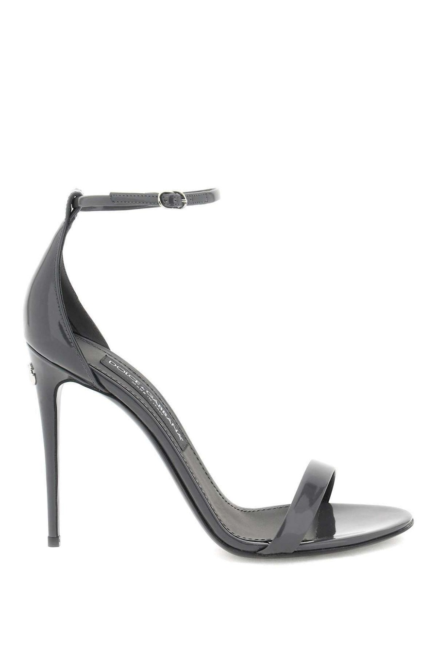 Women * | Patent Leather Sandals Dolce & Gabbana Top Sellers Grey