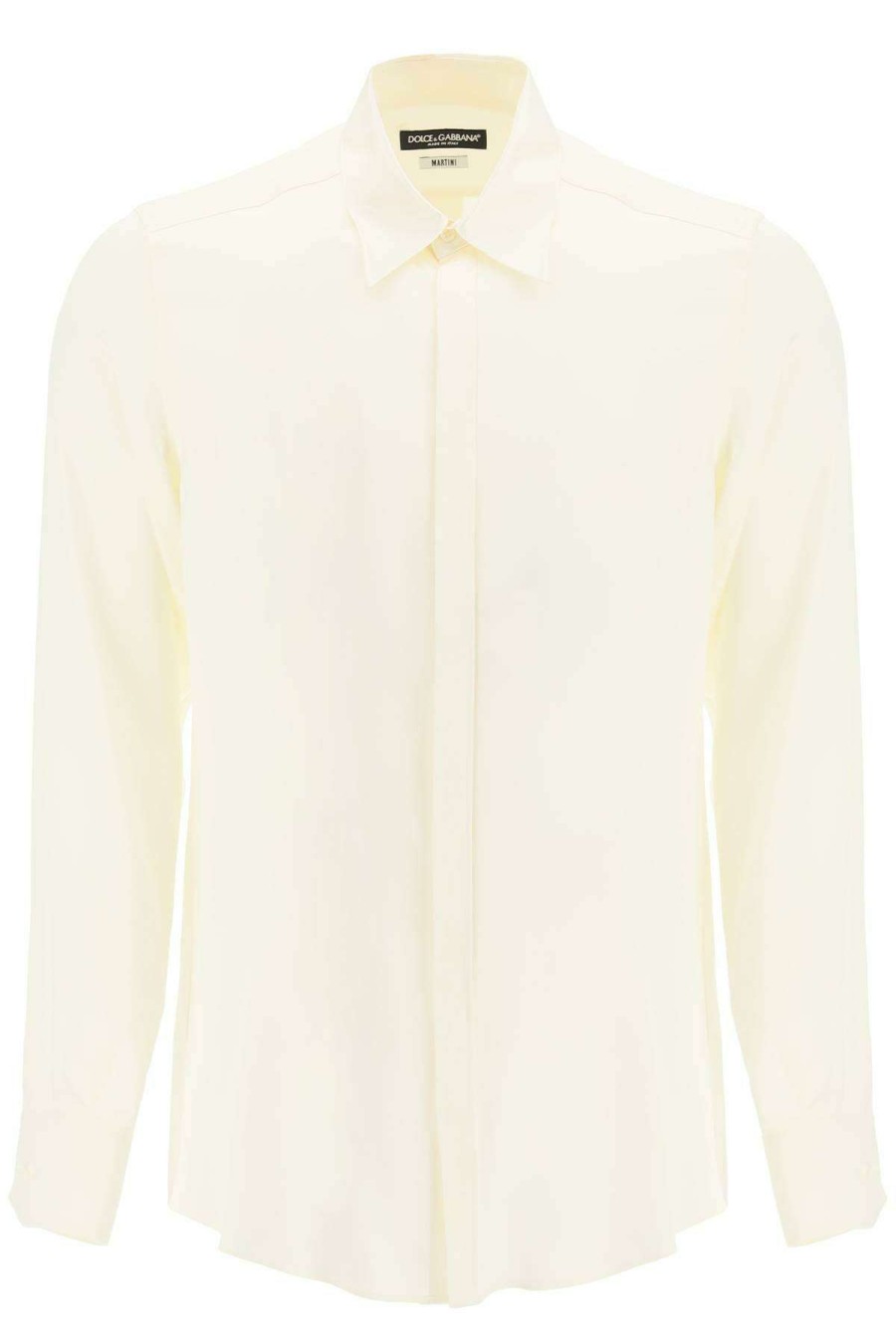 Men * | Satin 'Martini' Shirt Dolce & Gabbana 100% Guarantee White