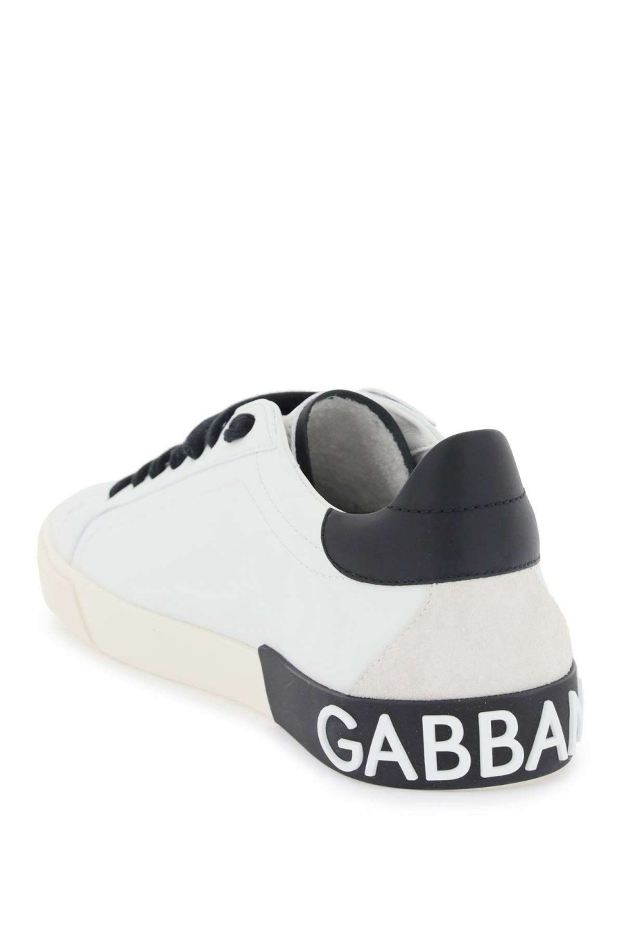 Men * | Portofino Nappa Leather Sneakers Dolce & Gabbana Discounts White/Black