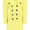 Women * | Oversized Shoulders Wool Coat Dolce & Gabbana Latest Yellow