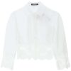 Women * | Cropped Shirt With Lace Trimming Dolce & Gabbana New Threads White