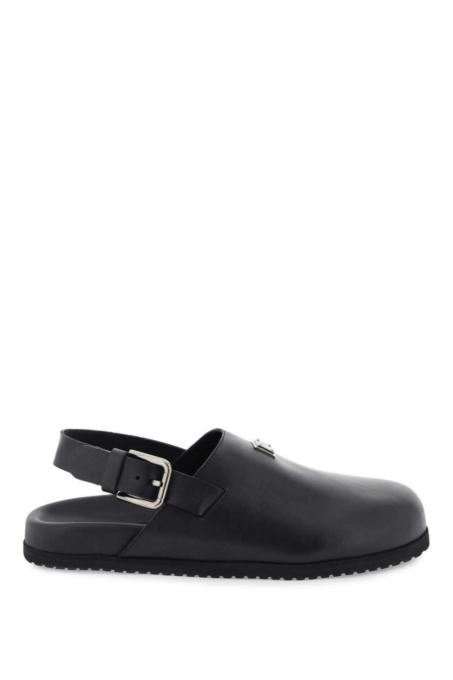 Men * | Leather Clogs With Buckle Dolce & Gabbana Top Selling Black