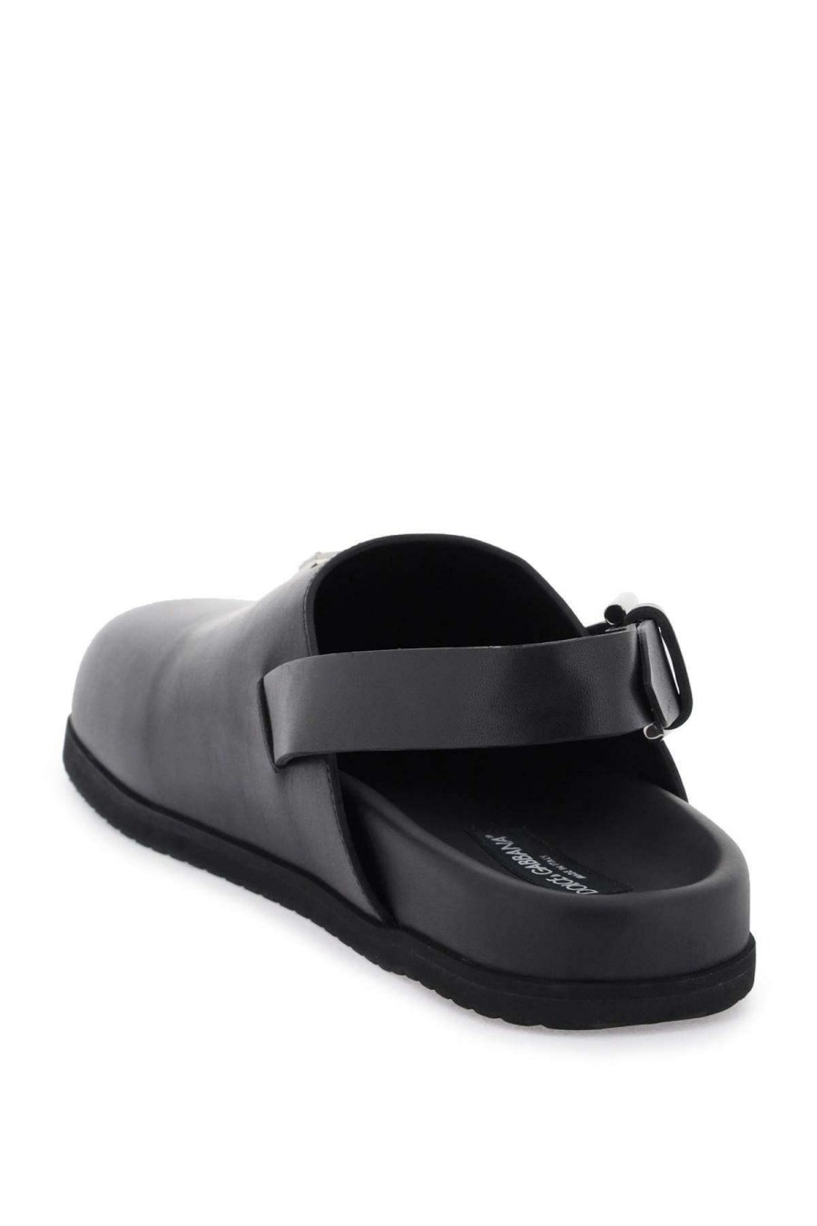 Men * | Leather Clogs With Buckle Dolce & Gabbana Top Selling Black