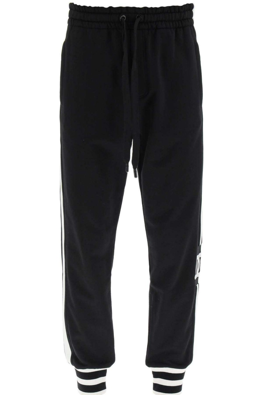 Men * | Cotton Sweatpants With Bands Dolce & Gabbana Top Selling Black