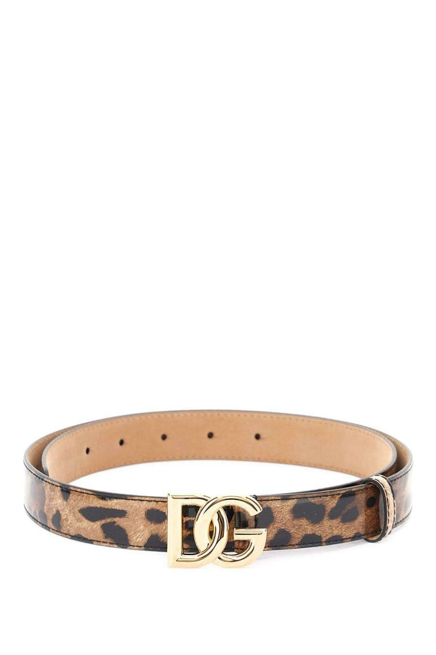 Women * | Dg Logo And Leo Print Leather Belt Dolce & Gabbana Hot Selling Brown/Black