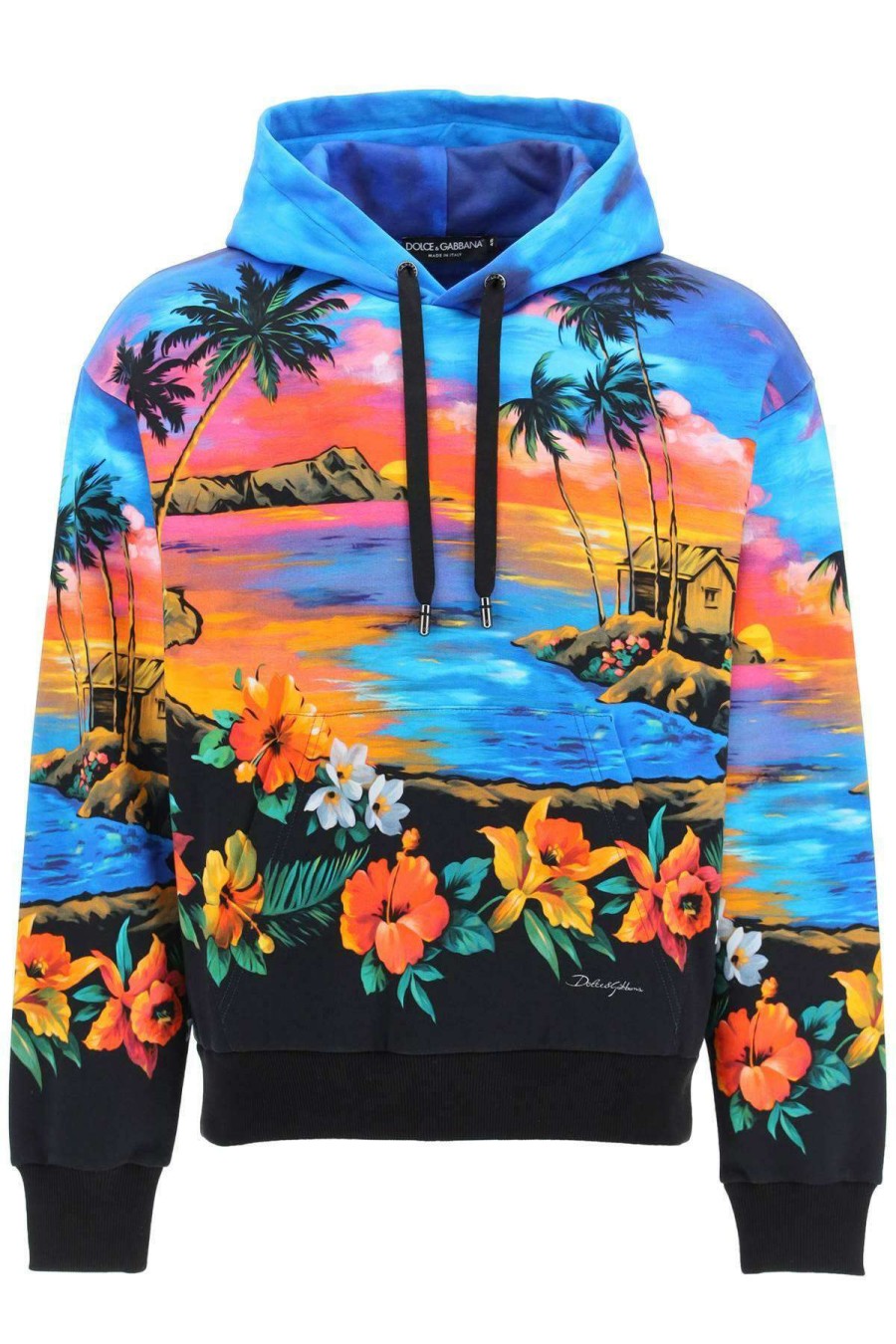 Men * | Hawaii Print Hoodie Dolce & Gabbana Cheap Online Blue/Orange/Black