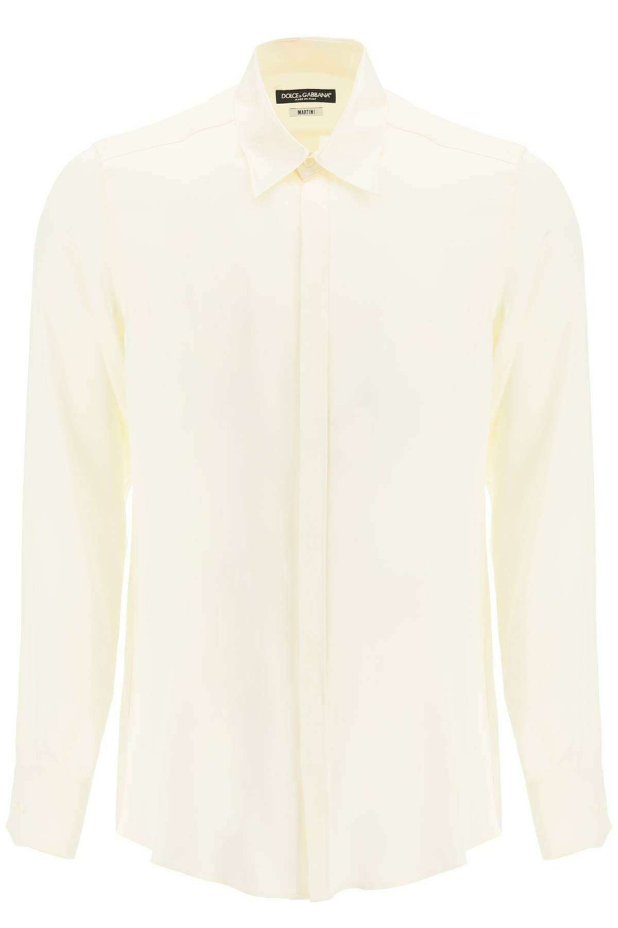 Men * | Satin 'Martini' Shirt Dolce & Gabbana Discounts White