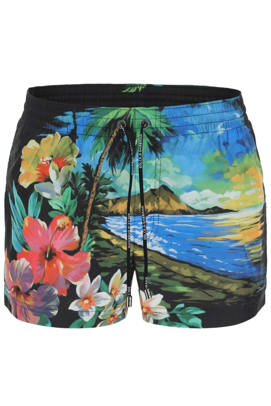 Men * | Hawaii Print Swim Trunks Dolce & Gabbana Large Choice Multicolor