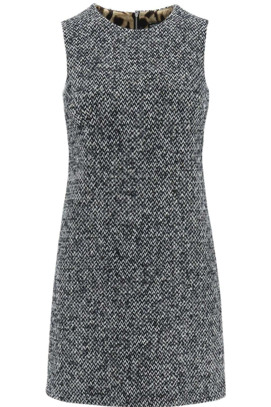 Women * | Tweed Mini Dress Dolce & Gabbana Best Sale Black/White