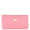 Women * | Card Holder Pouch In Dauphine Calfskin Dolce & Gabbana Hot Selling Pink