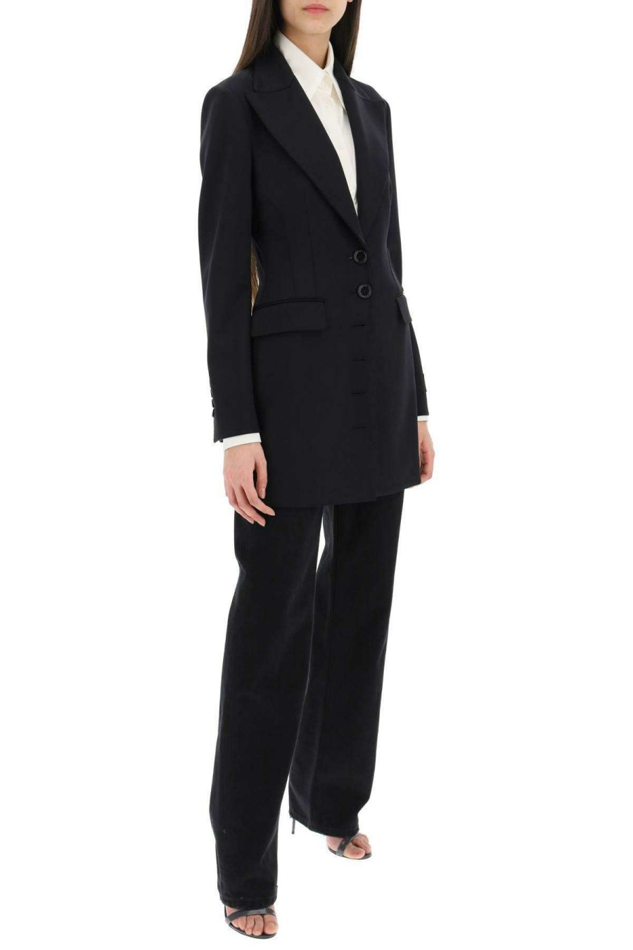 Women * | Long Turlington Jersey Jacket Dolce & Gabbana Store Black