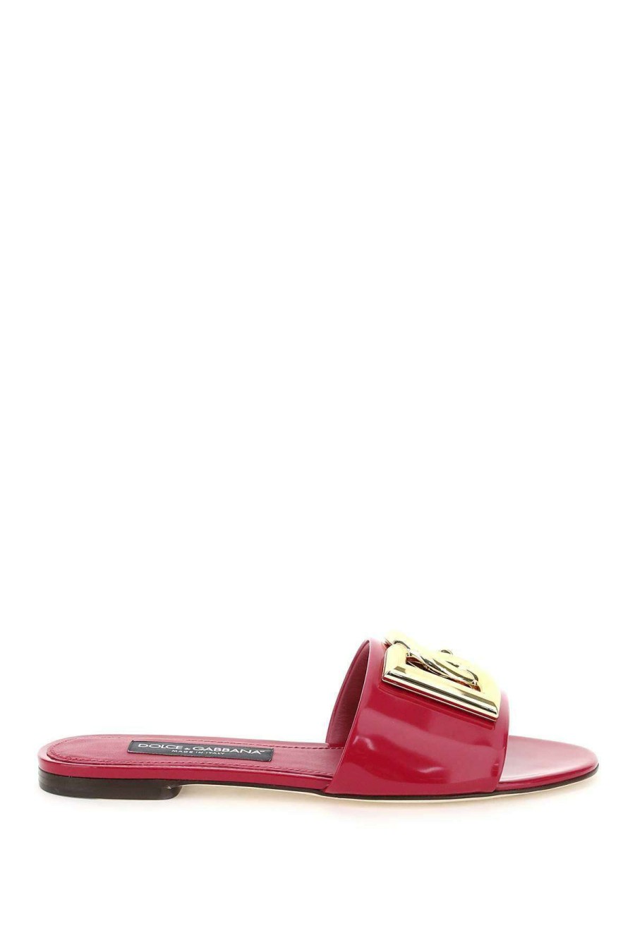 Women * | Patent Leather Slides Dolce & Gabbana Original Fuchsia