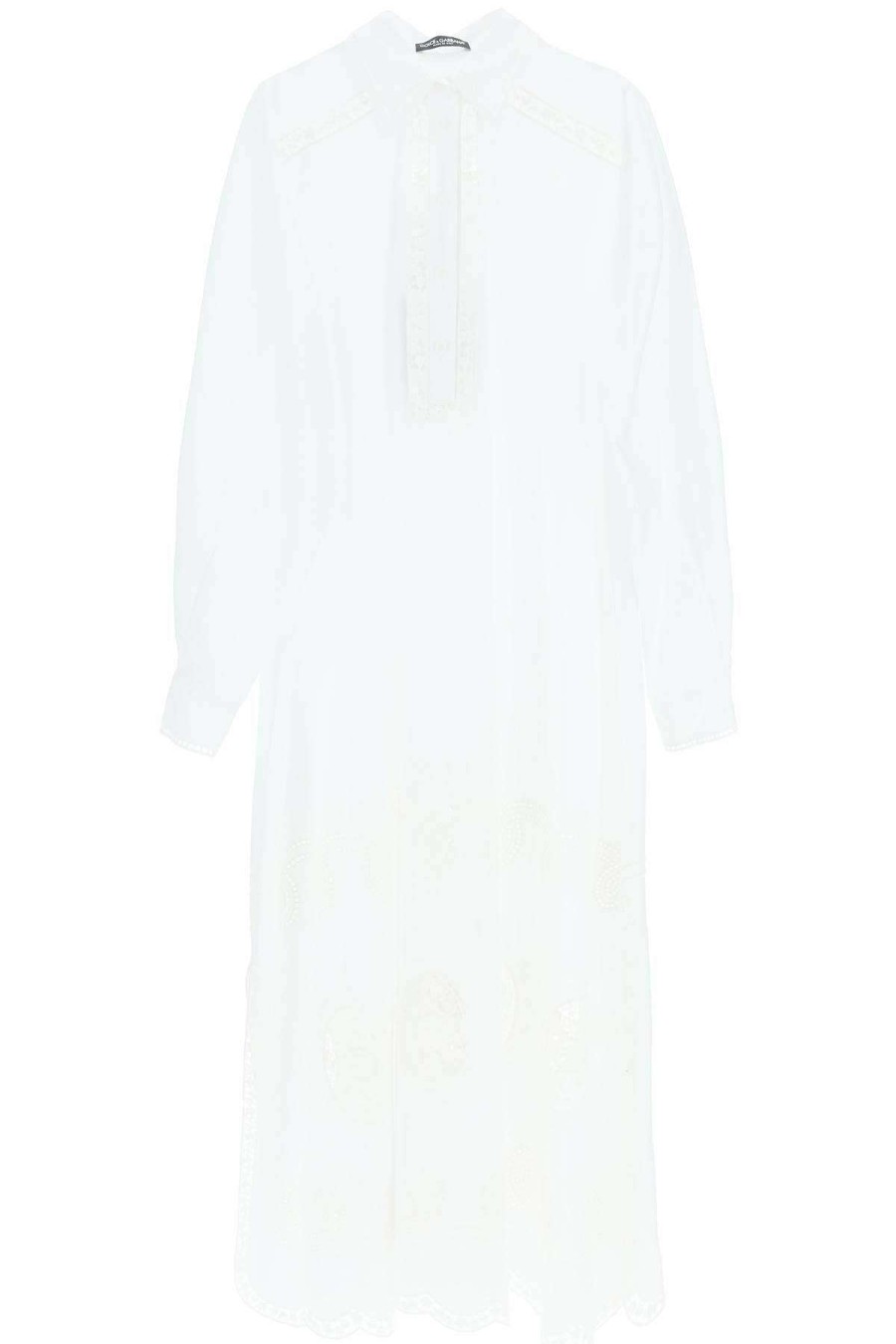 Women * | Caftan With Cutwork Embroidery Dolce & Gabbana 100% Guarantee White