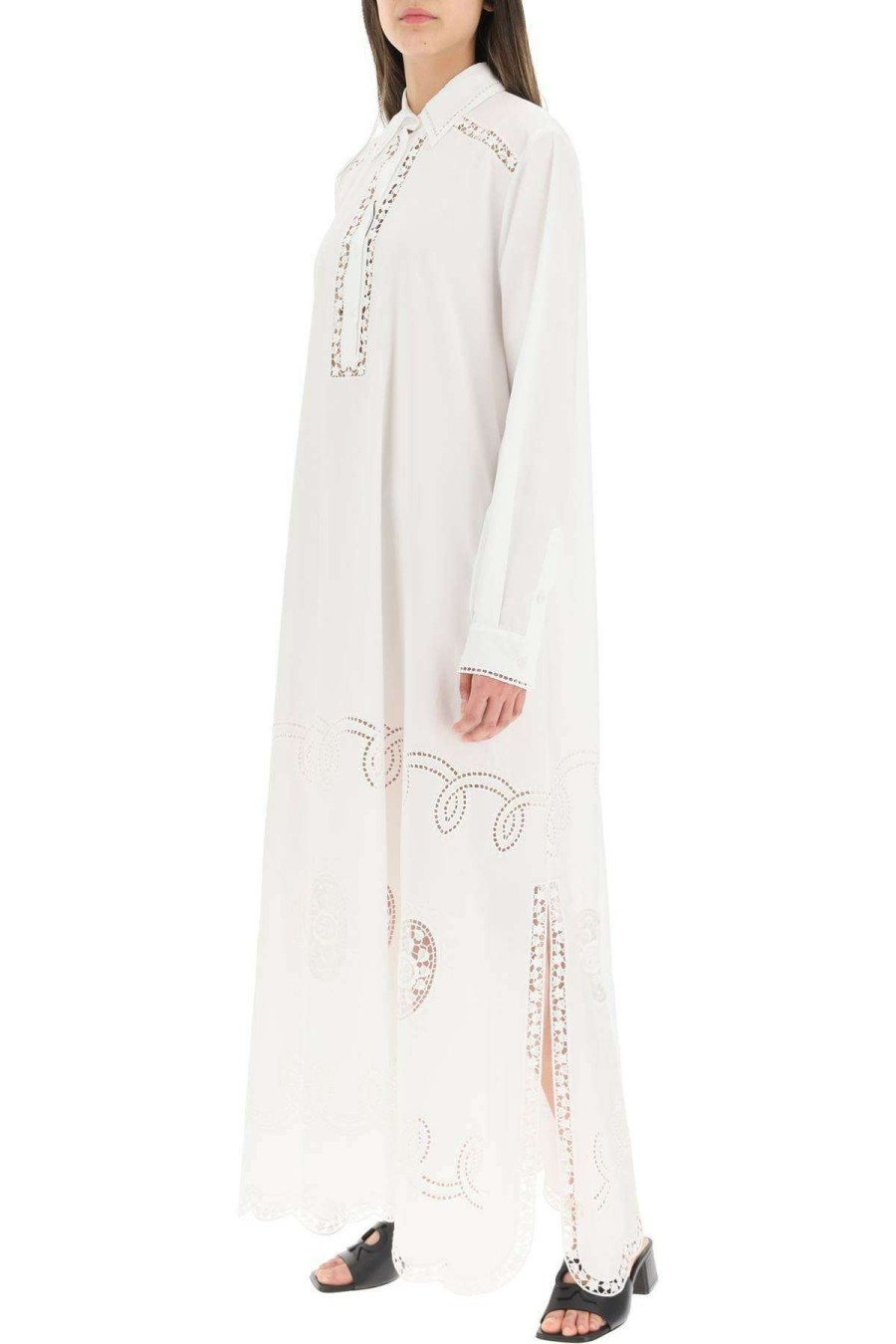 Women * | Caftan With Cutwork Embroidery Dolce & Gabbana 100% Guarantee White