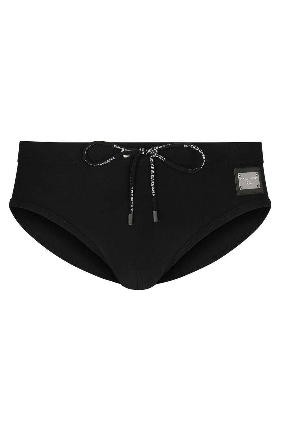 Men * | Swim Briefs With Plate Dolce & Gabbana Limited Edition Black