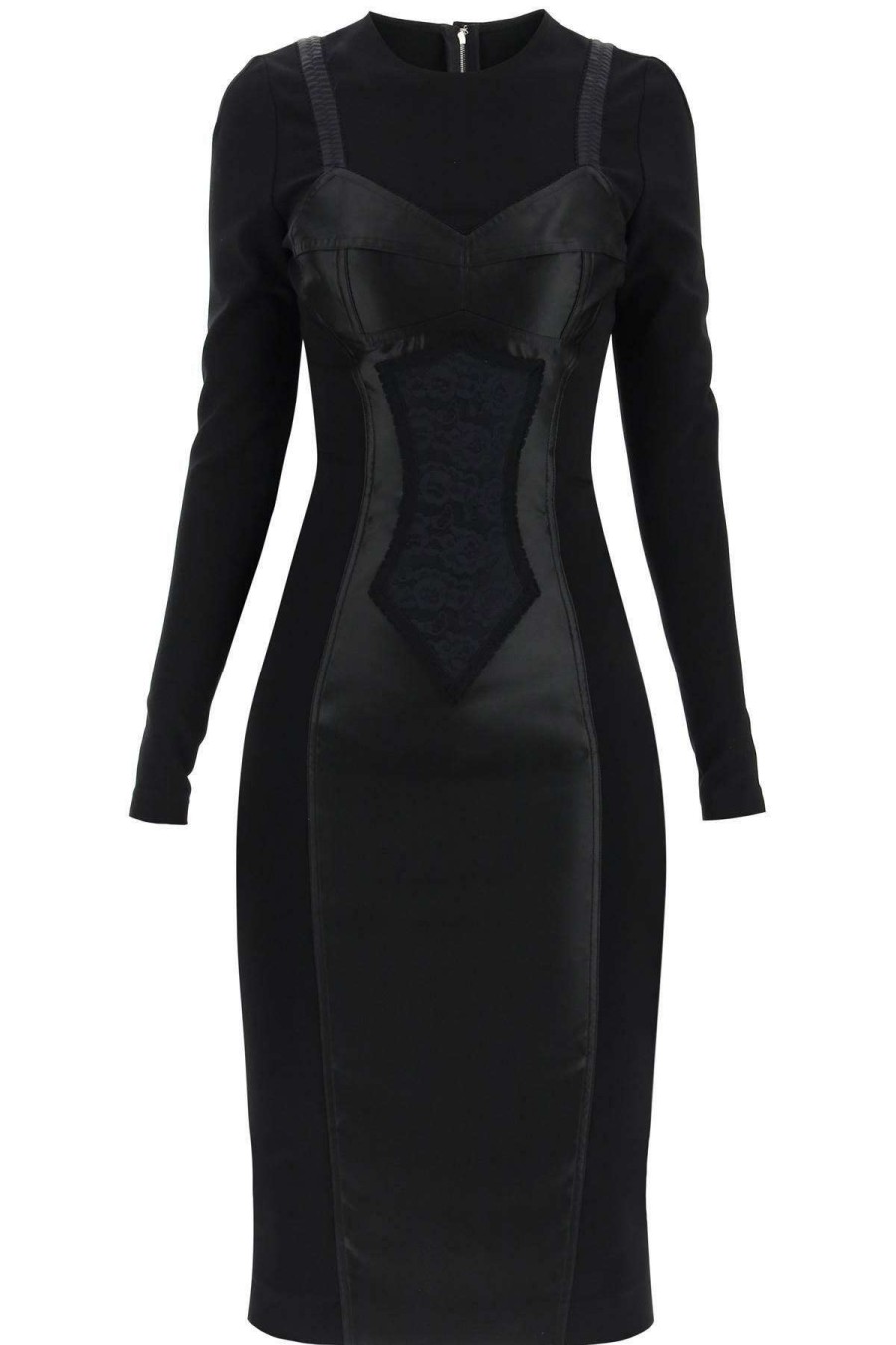 Women * | Midi Trompe-L'Oeil Lingerie Dress Dolce & Gabbana Special Style Black