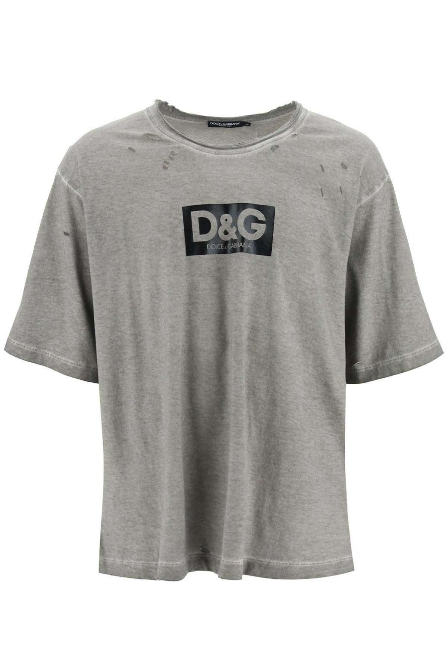 Men * | Washed Cotton T-Shirt With Destroyed Detailing Dolce & Gabbana Excellent Quality Grey